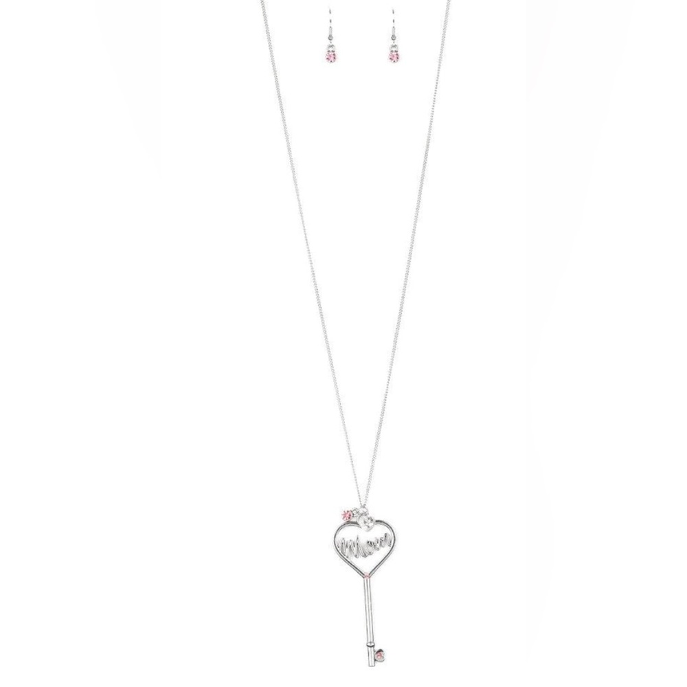 The Key To Mom’s Heart Pink Paparazzi Necklace Vintage Birthday Gift